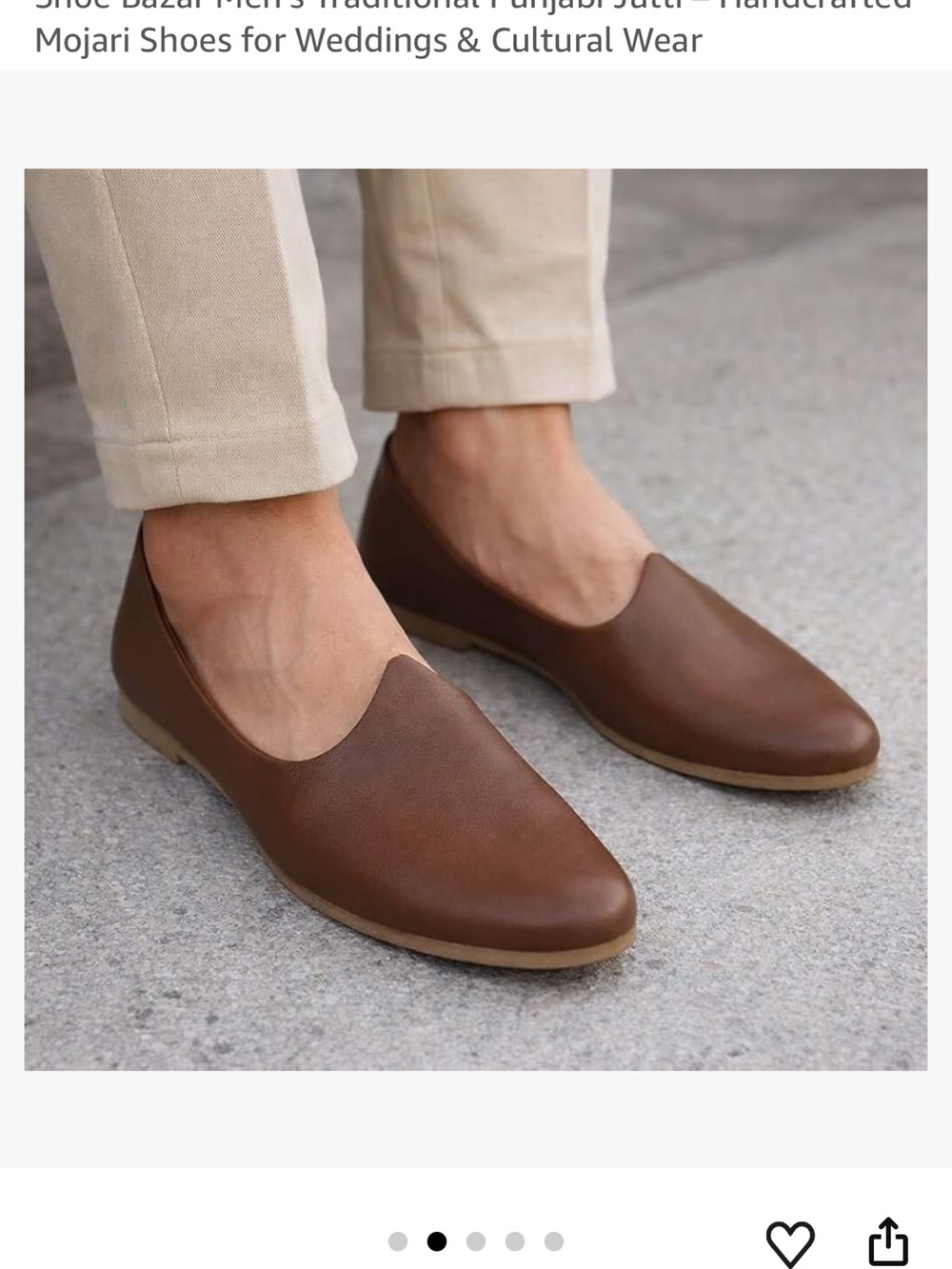 Men's Brown Slip-On Leather Loafers — Punjabi juttis size 12
